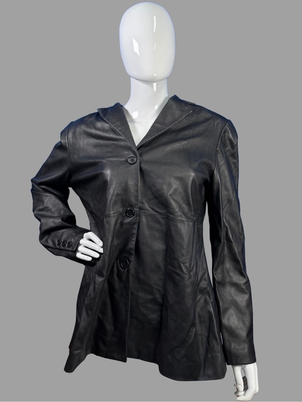 Outbrook Black Genuine Lambskin Leather Button-Front Jacket